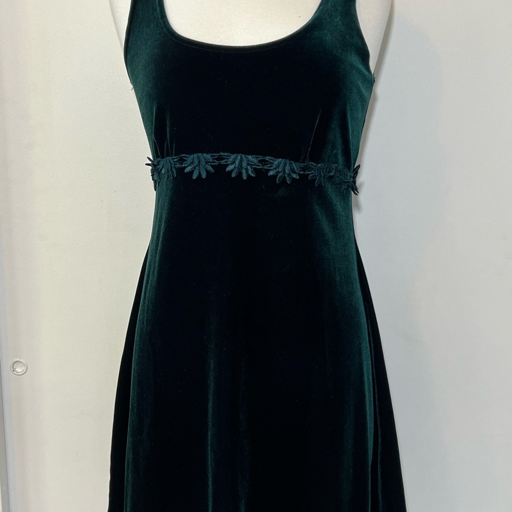 Vintage DJI Green Crushed Velvet swing Dress
